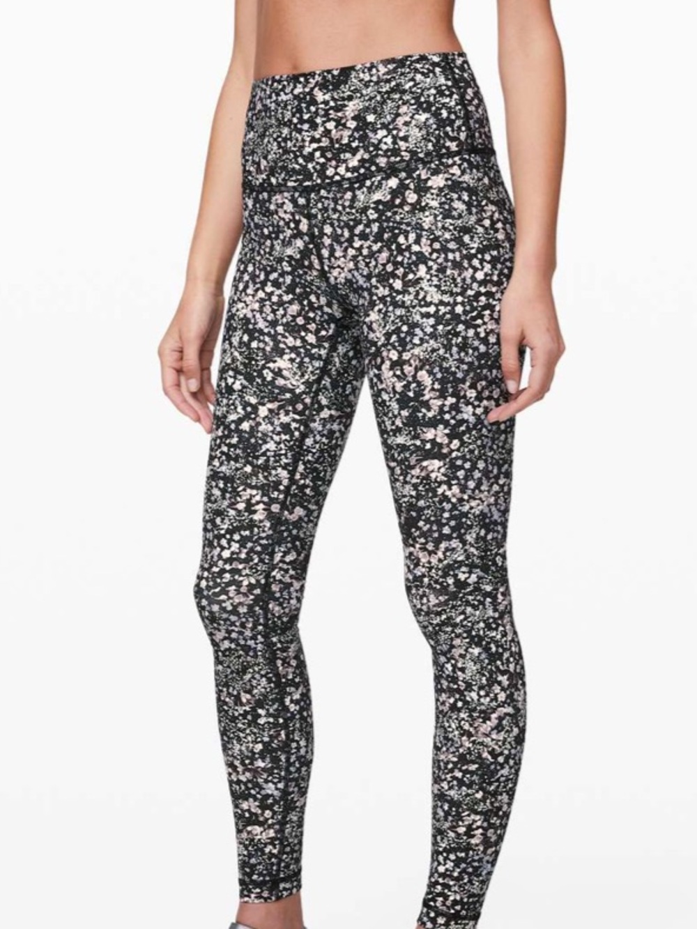 lululemon athletica ' Floral Print Leggings in Black and Light Pink